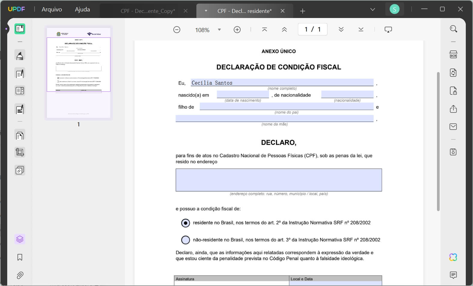 preencher formulário em pdf no mac