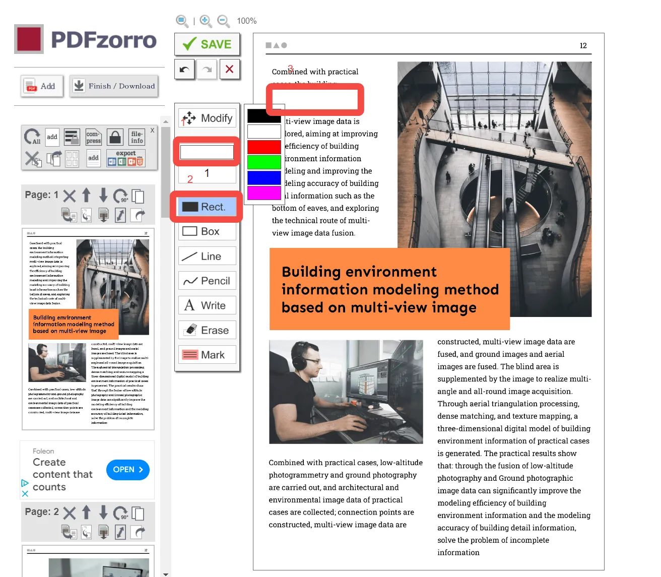 whiteout PDF online with PDFzorro