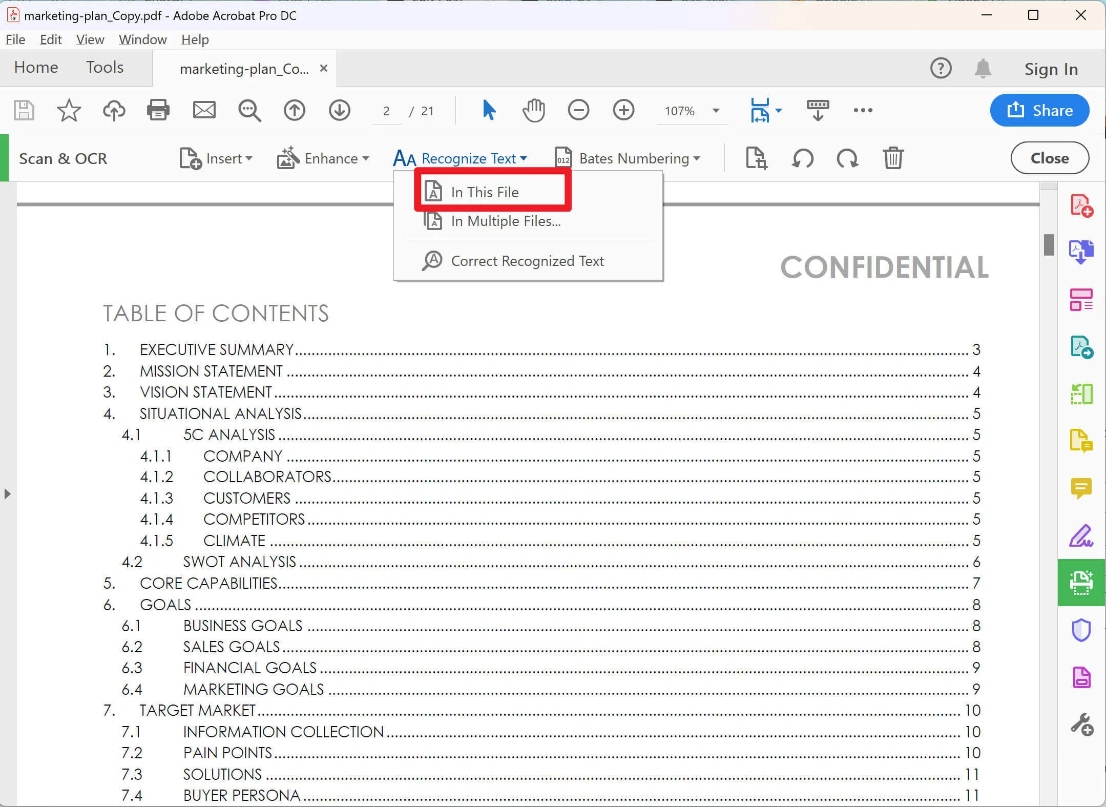 Recognize text in PDF with Adobe Acrobat Pro DC