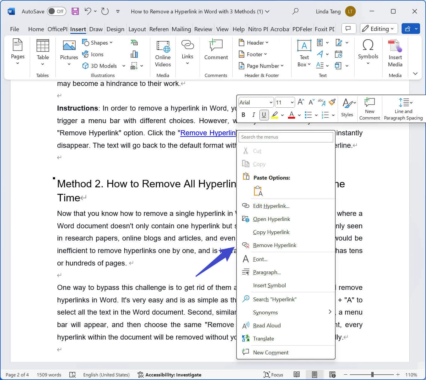 como eliminar un hipervinculo en word eliminar un hipervinculo