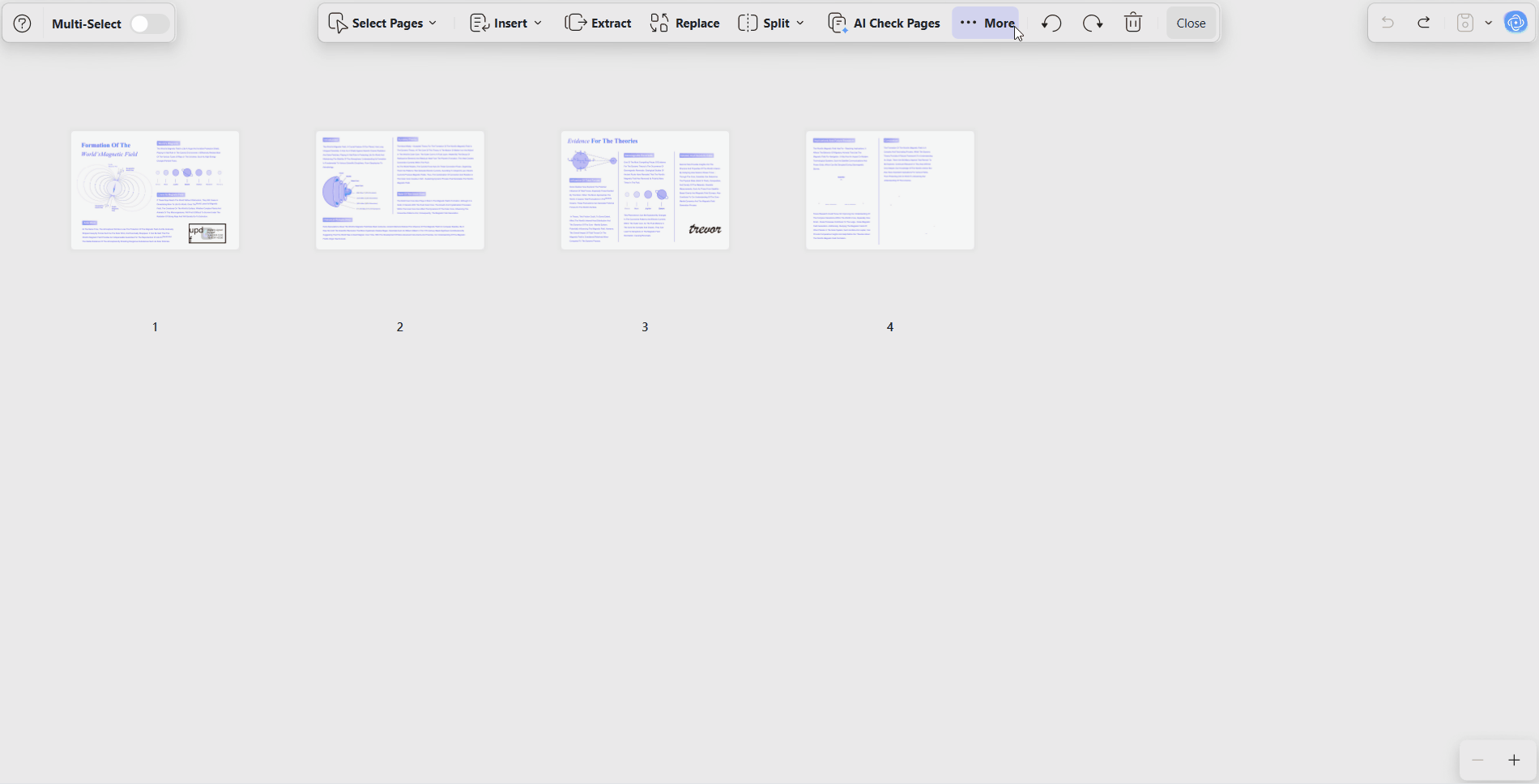UPDF Customized Exchange dialog for swapping two PDF pages