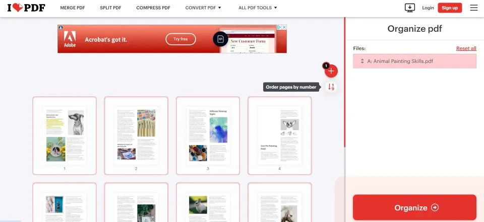 modifier ordre des pages pdf