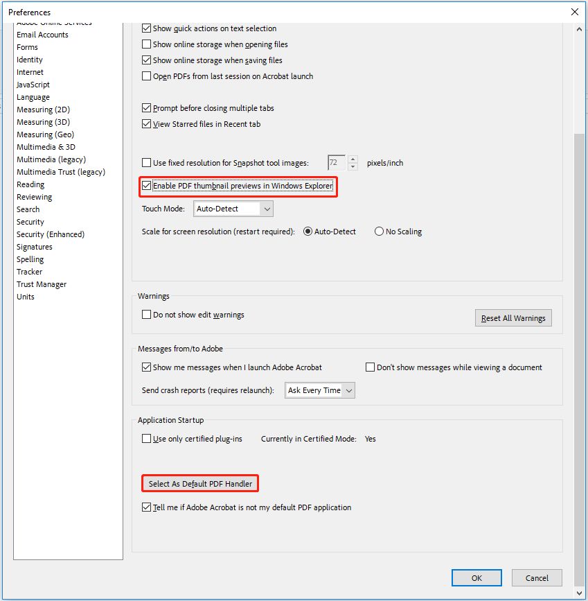 penangan pratinjau pdf tidak berfungsi, atur adobe sebagai default