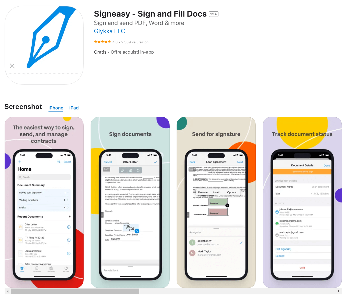 app per firmare PDF: SignEasy