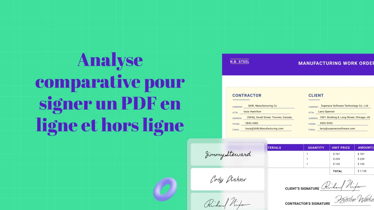 Analyse comparative pour signer un PDF en ligne et hors ligne