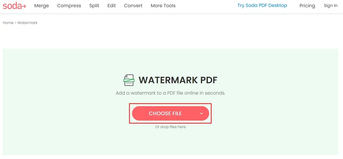 add watermark to pdf online choose a file and upload it