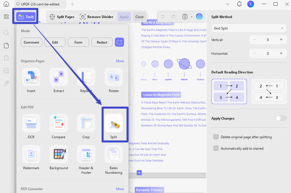 insert a page break in pdf