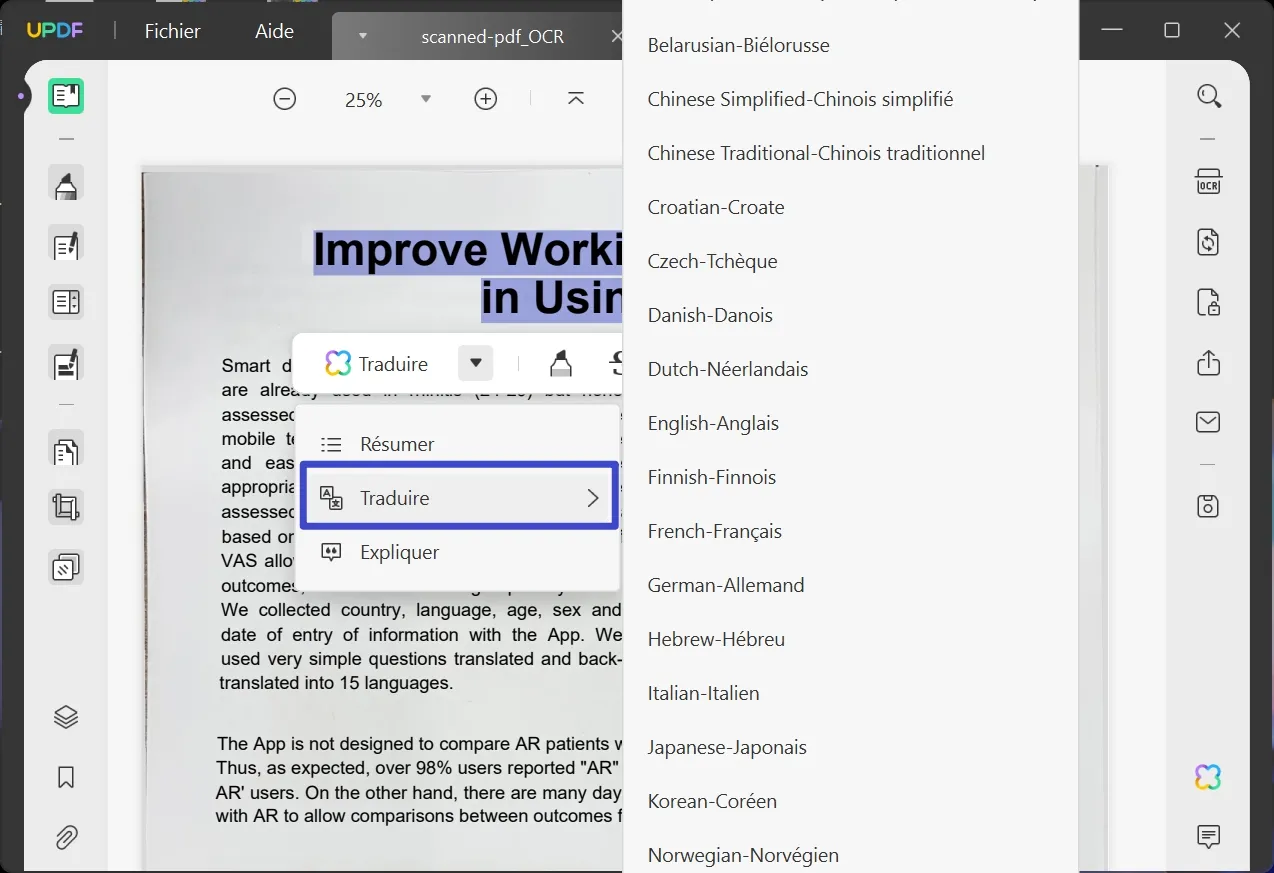 traduire pdf scanné