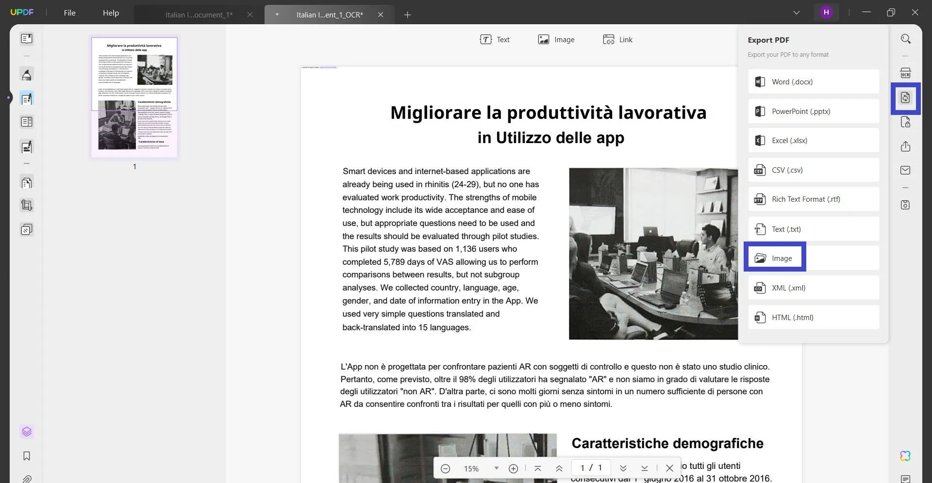 Raddrizza un PDF scansionato e converti i PDF scansionati in immagini con UPDF