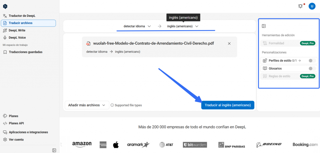 Cómo traducir un PDF con DeepL online