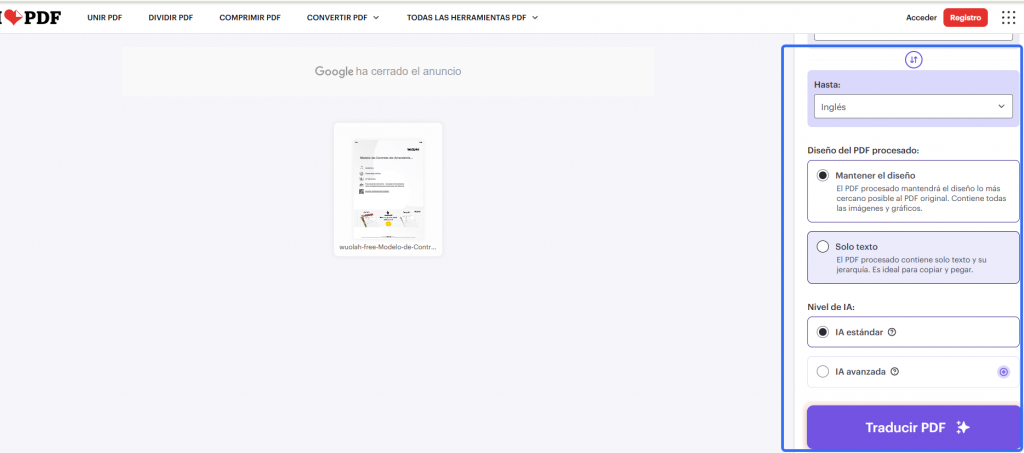 Cómo traducir un PDF con iLovePDF online