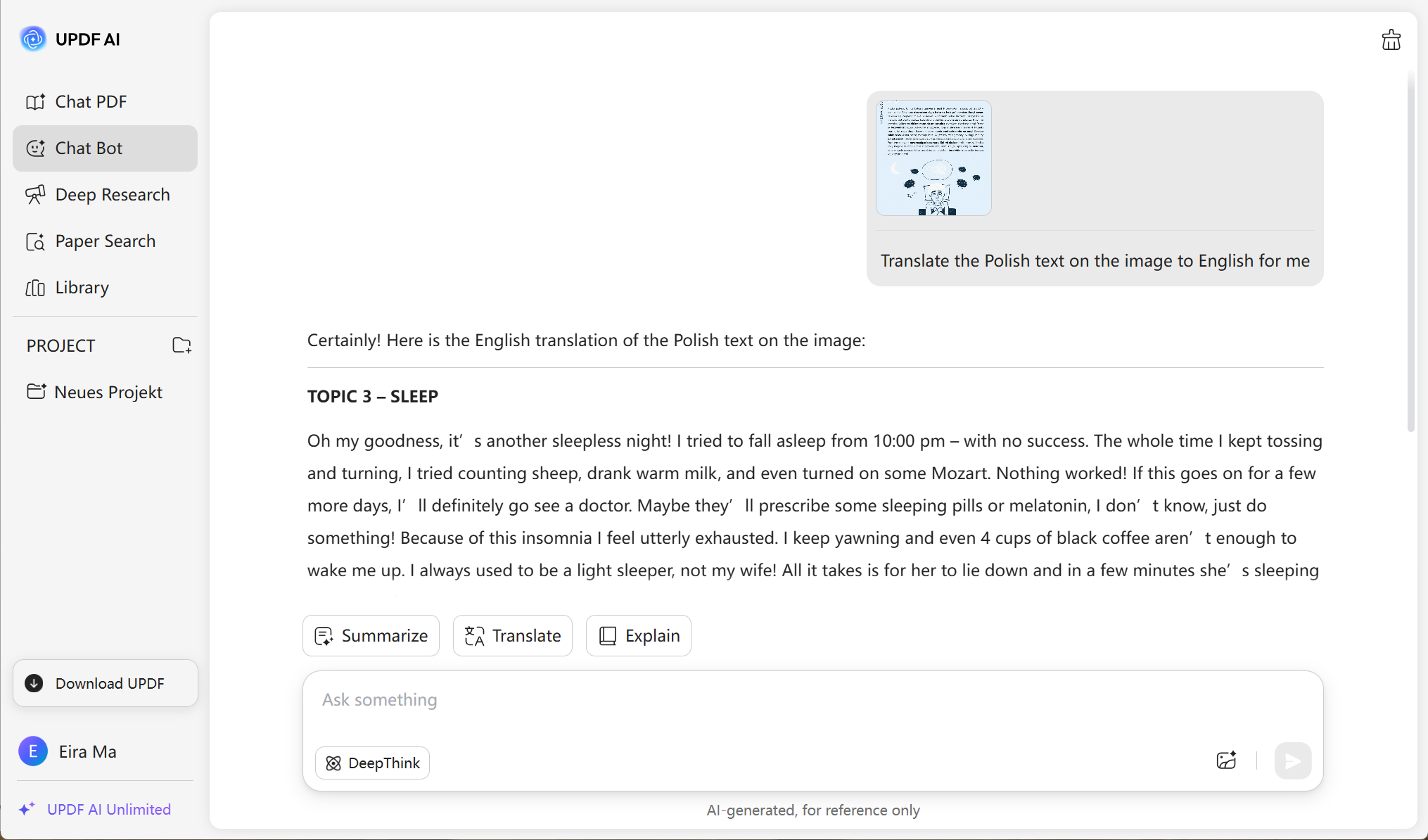 translate Polish image to English using UPDF AI online