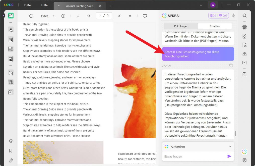 Schlussfolgerung für Forschungsarbeit schreiben UPDF AI