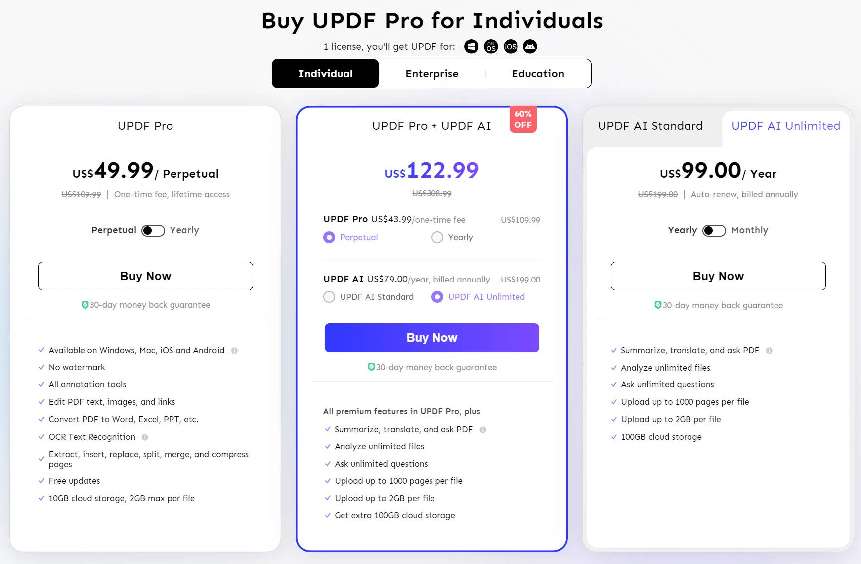 updf ai unlimited pricing