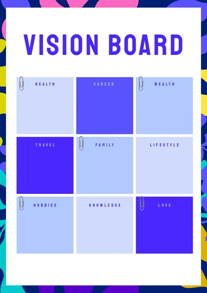 vision board template goals