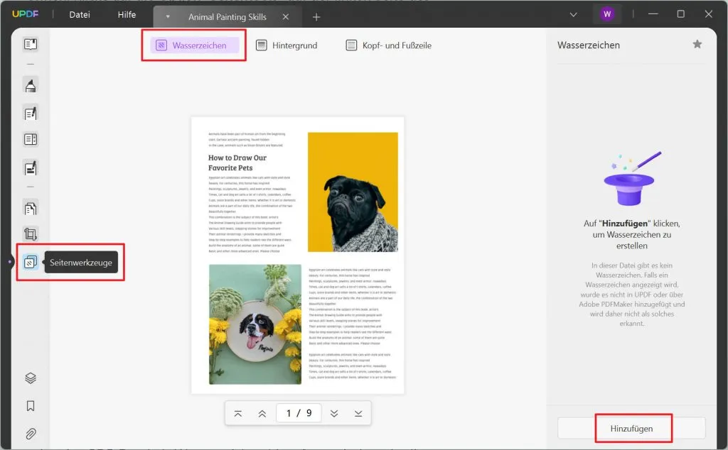 Wasserzeichen in PDF hinzufügen