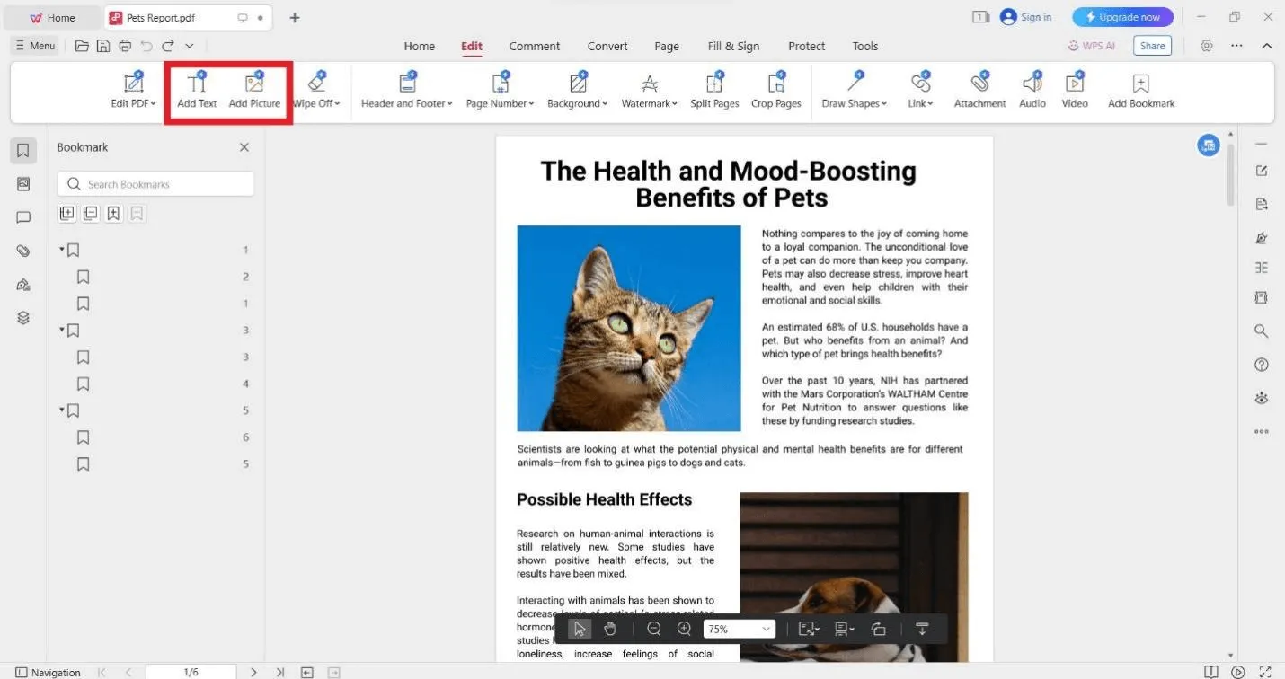 wps Office 編輯 pdf 新增文本