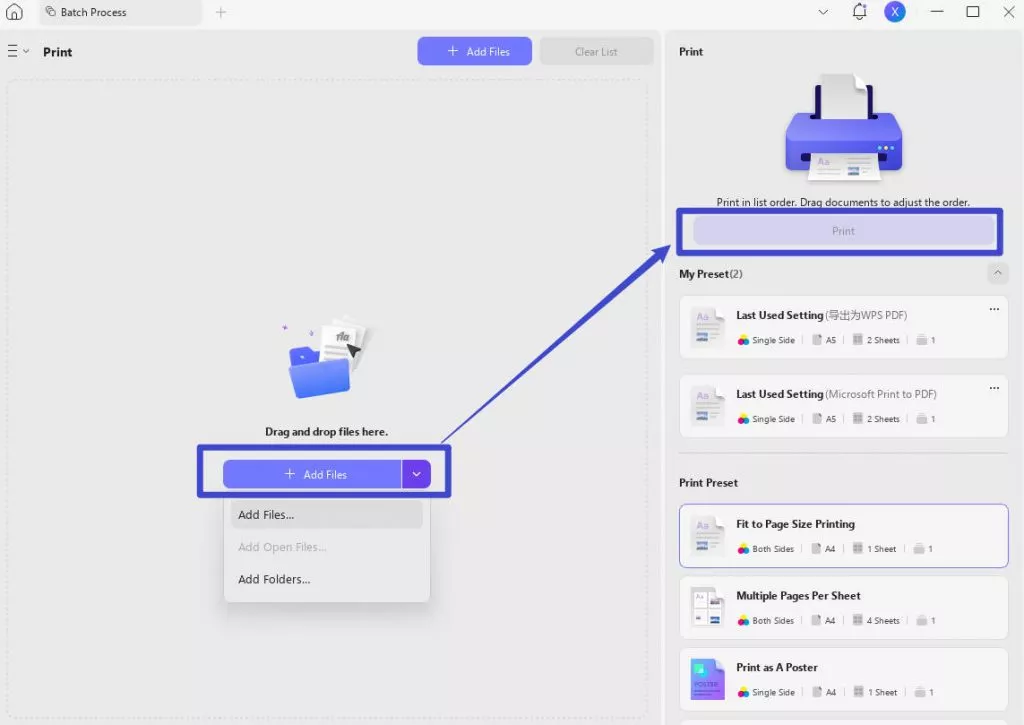 add files to print