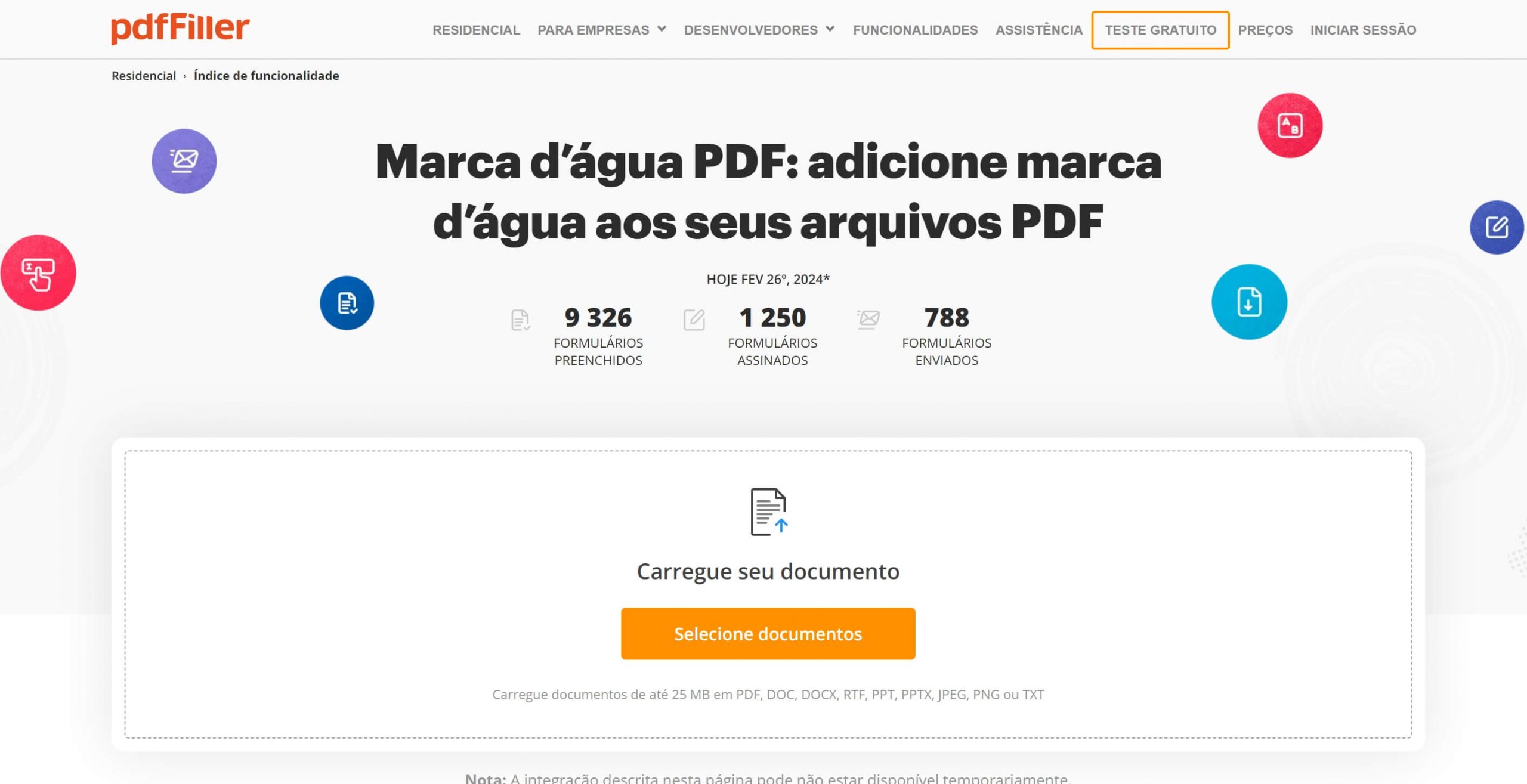 Adicionar Marca d'Água com pdffiller