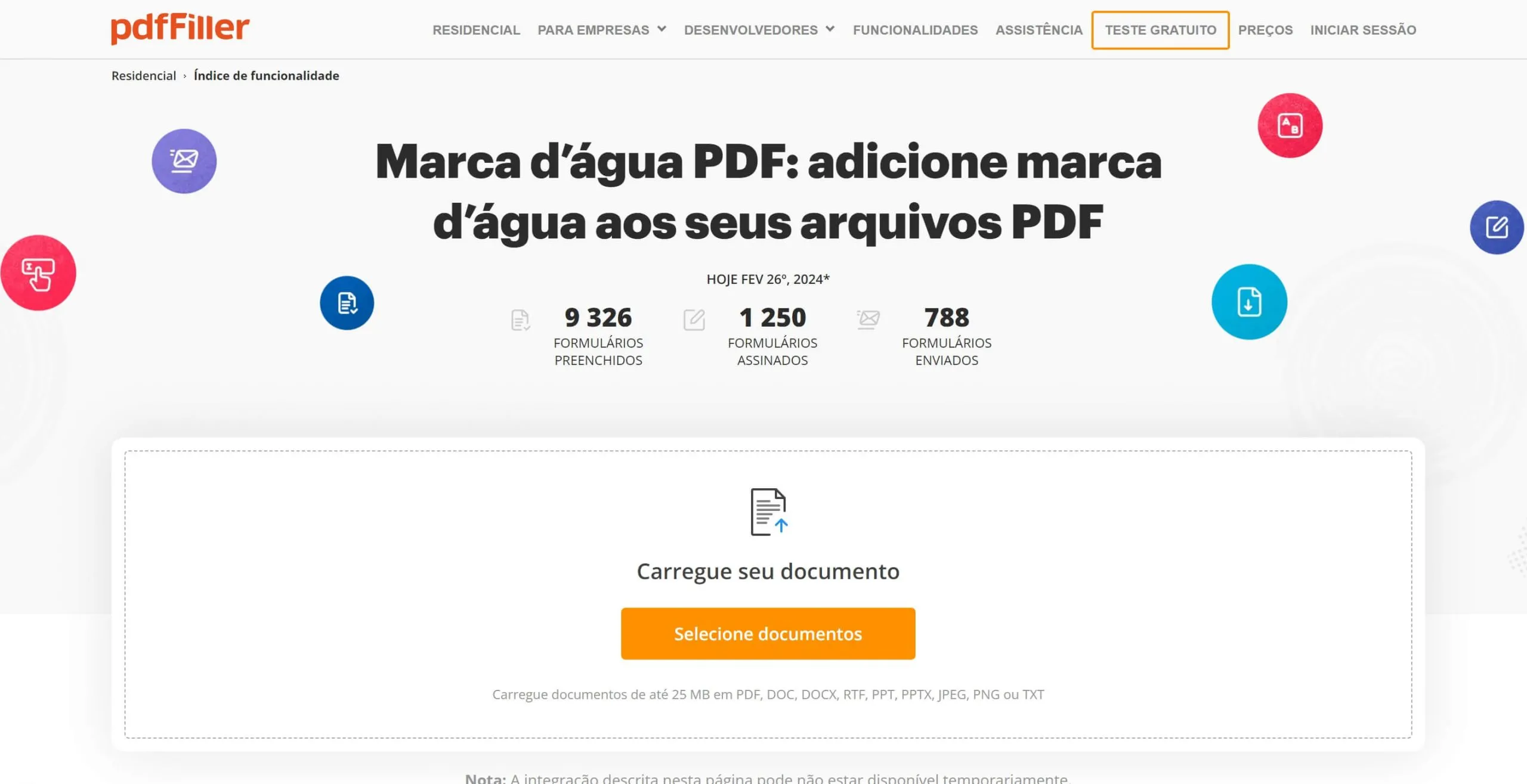 Adicionar Marca d'Água com pdffiller