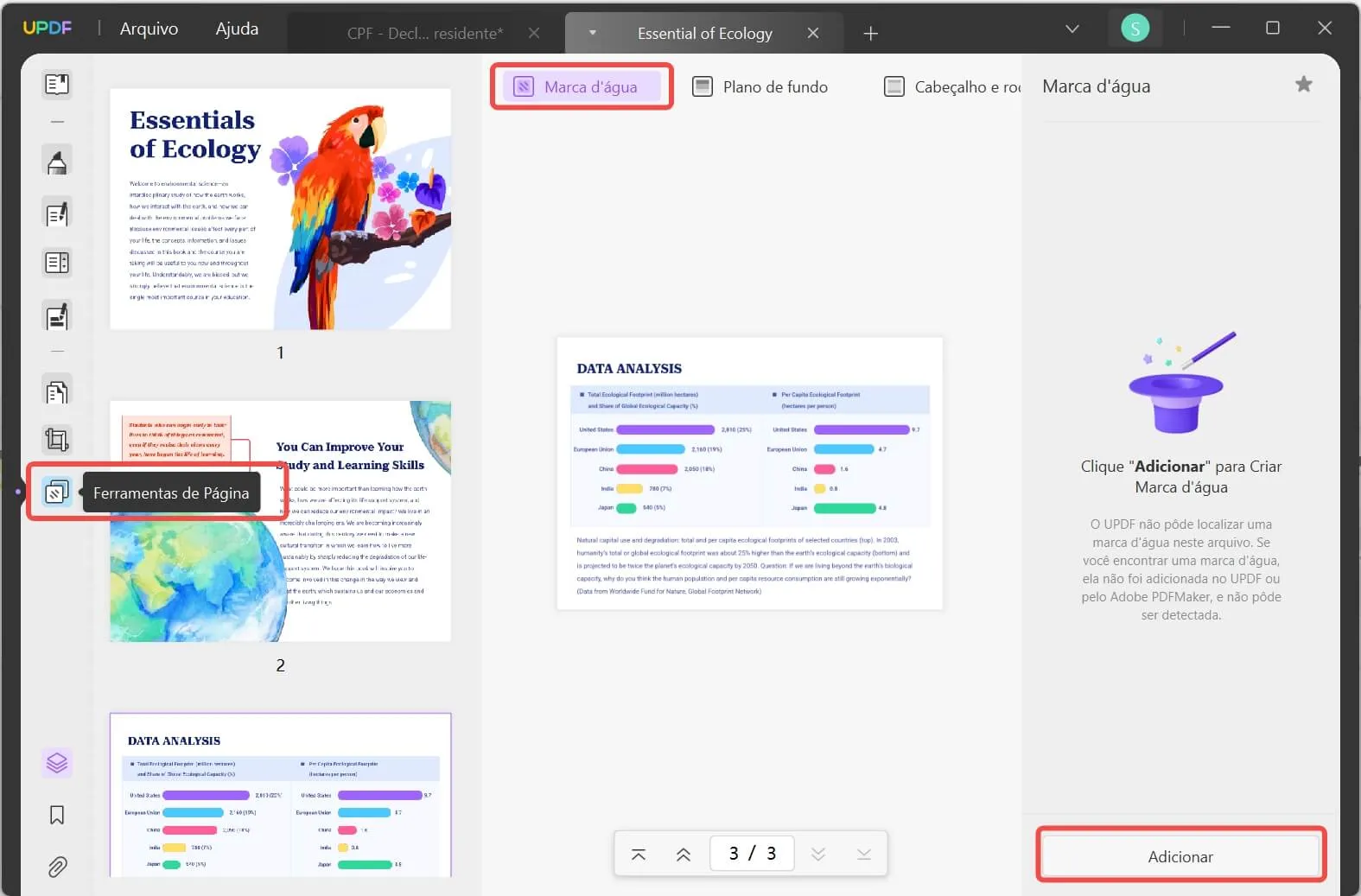 colocar marca d água em pdf