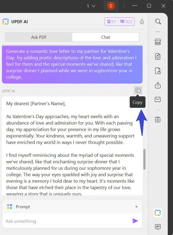 ai love letter generator updf ai