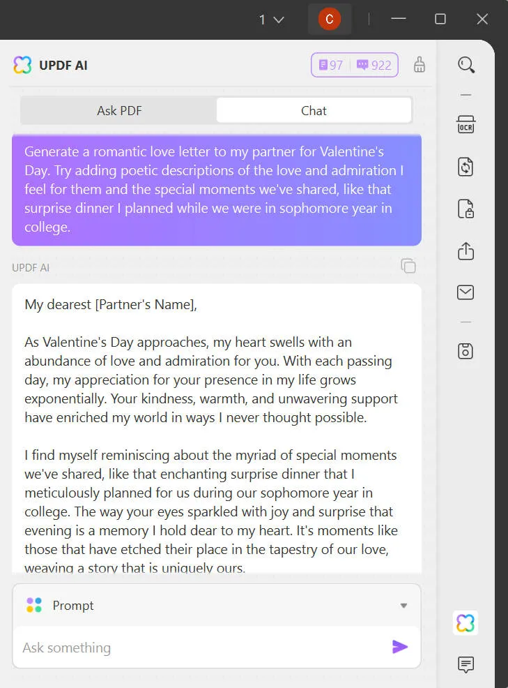 ai love letter generator updf ai