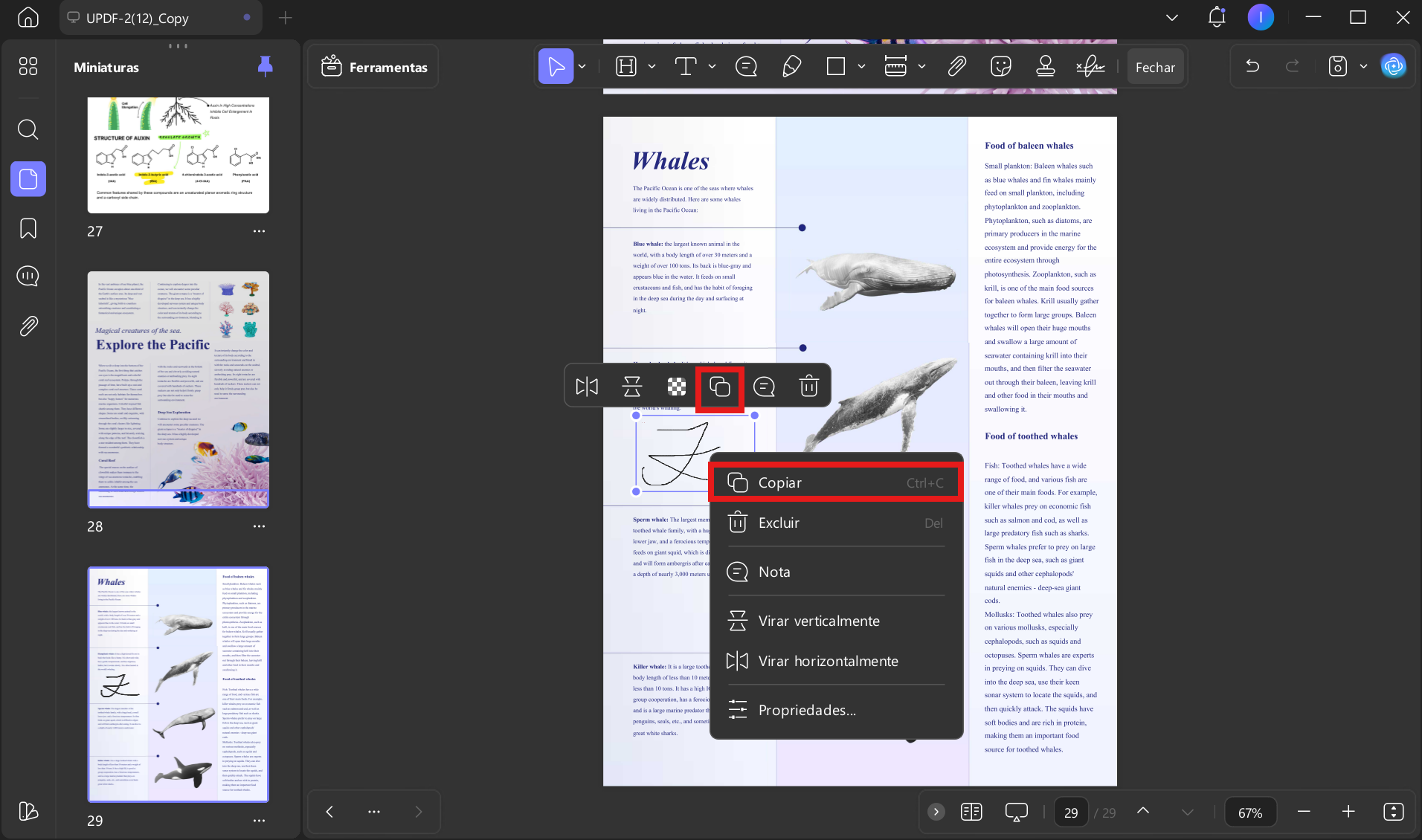 como copiar assinatura de um documento pdf