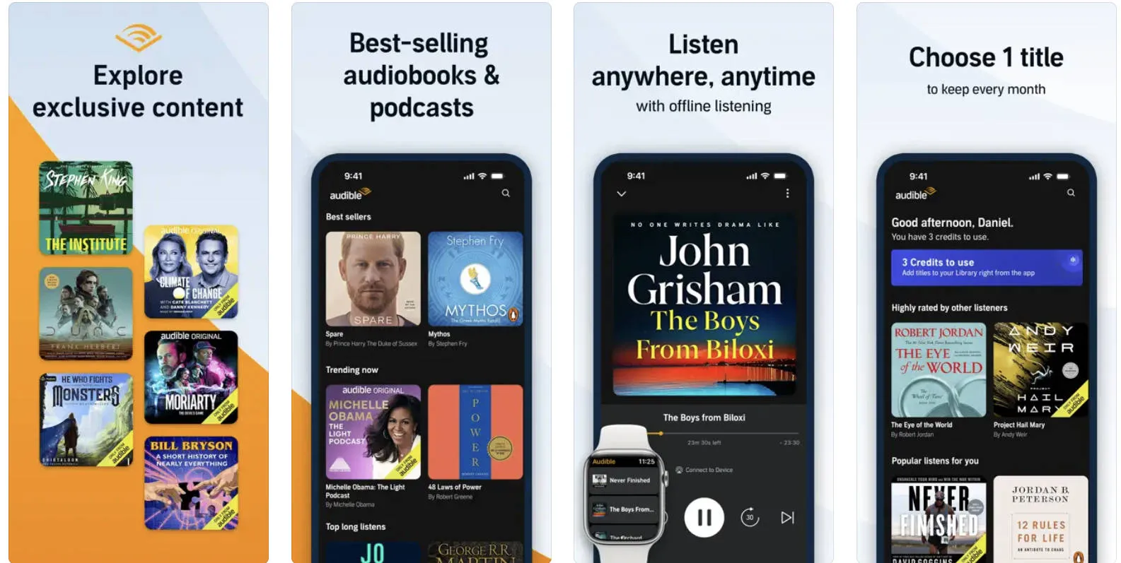 Aplicativo Audible para audiolivros.