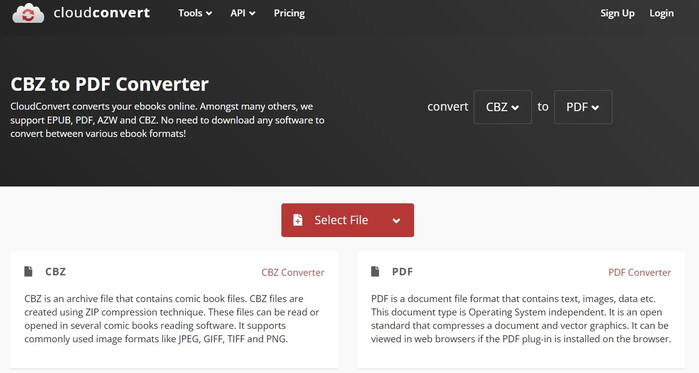 cbz to pdf cloudconvert choose file