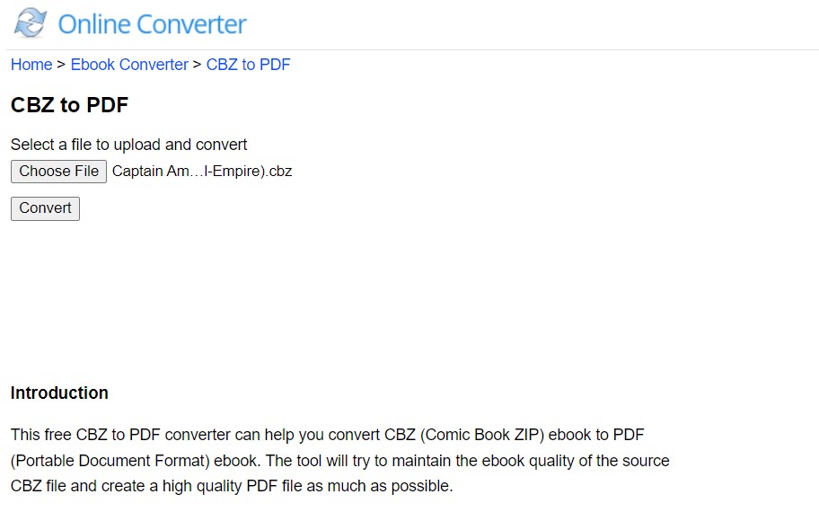 cbz to pdf onlineconverter choose file