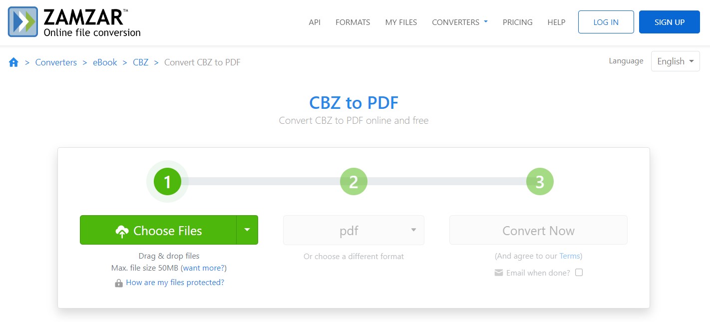 cbz to pdf zamzar choose file