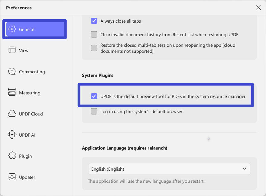 check if updf is the default preview tool