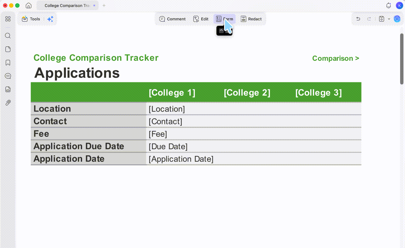 click and drag where you want the text field updf mac