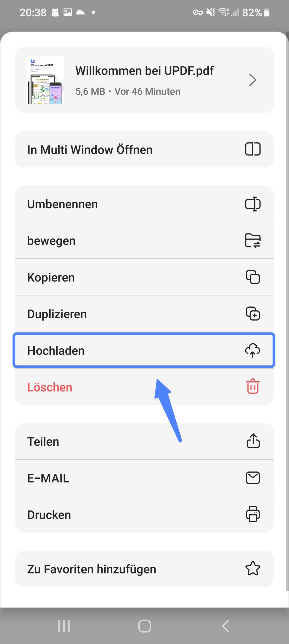 PDF mit UPDF auf Android in die UPDF Cloud kopieren