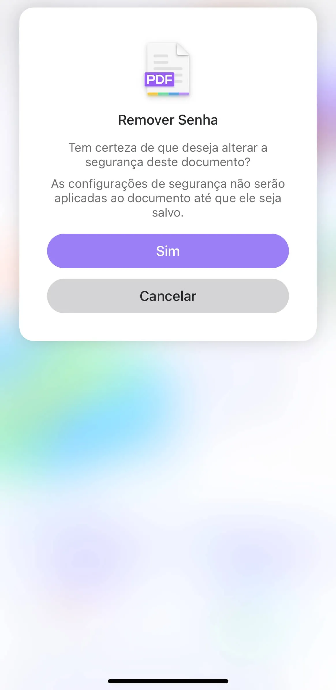 tirar senha de pdf no iPhone