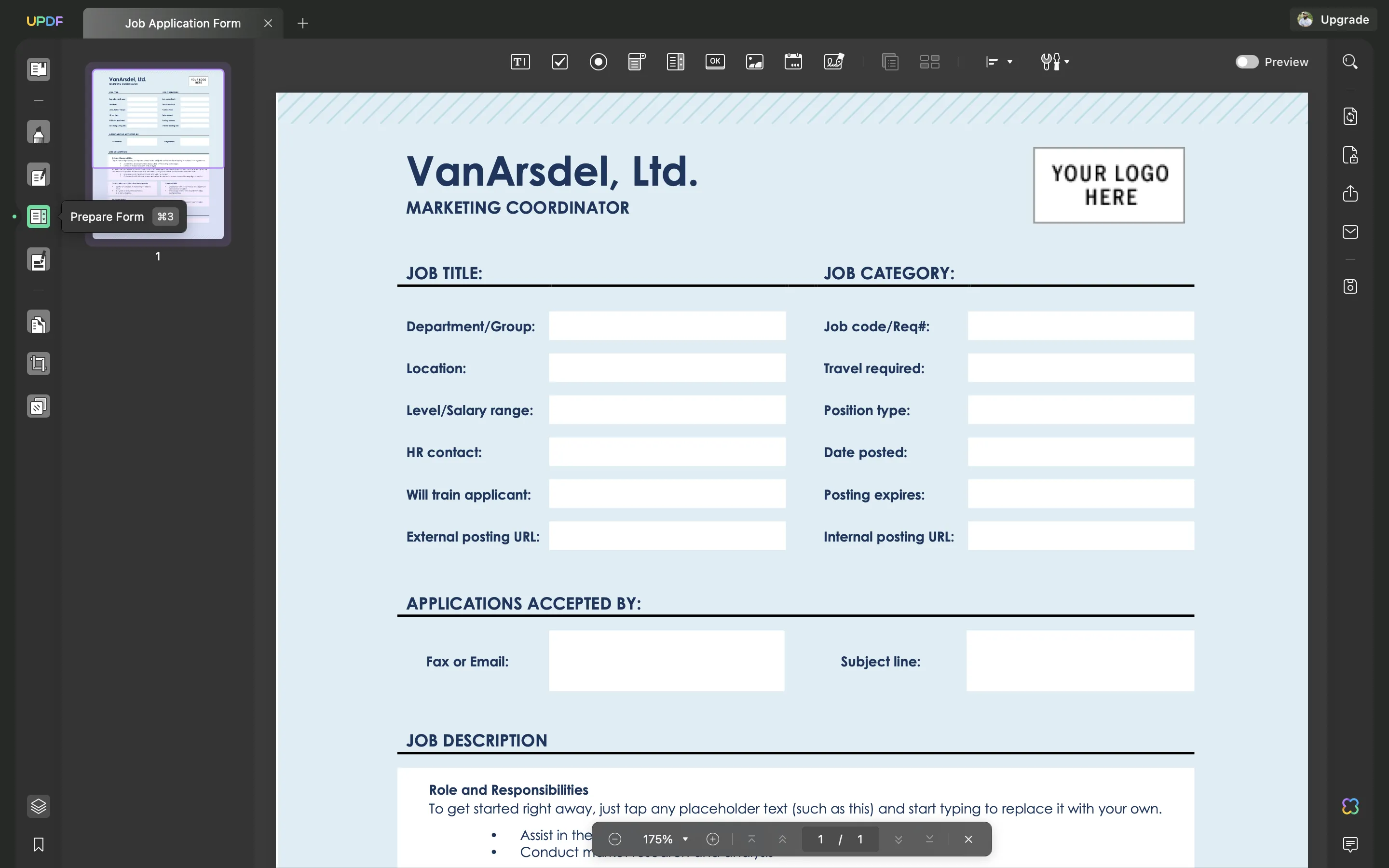 convert fillable word to fillable pdf UPDF