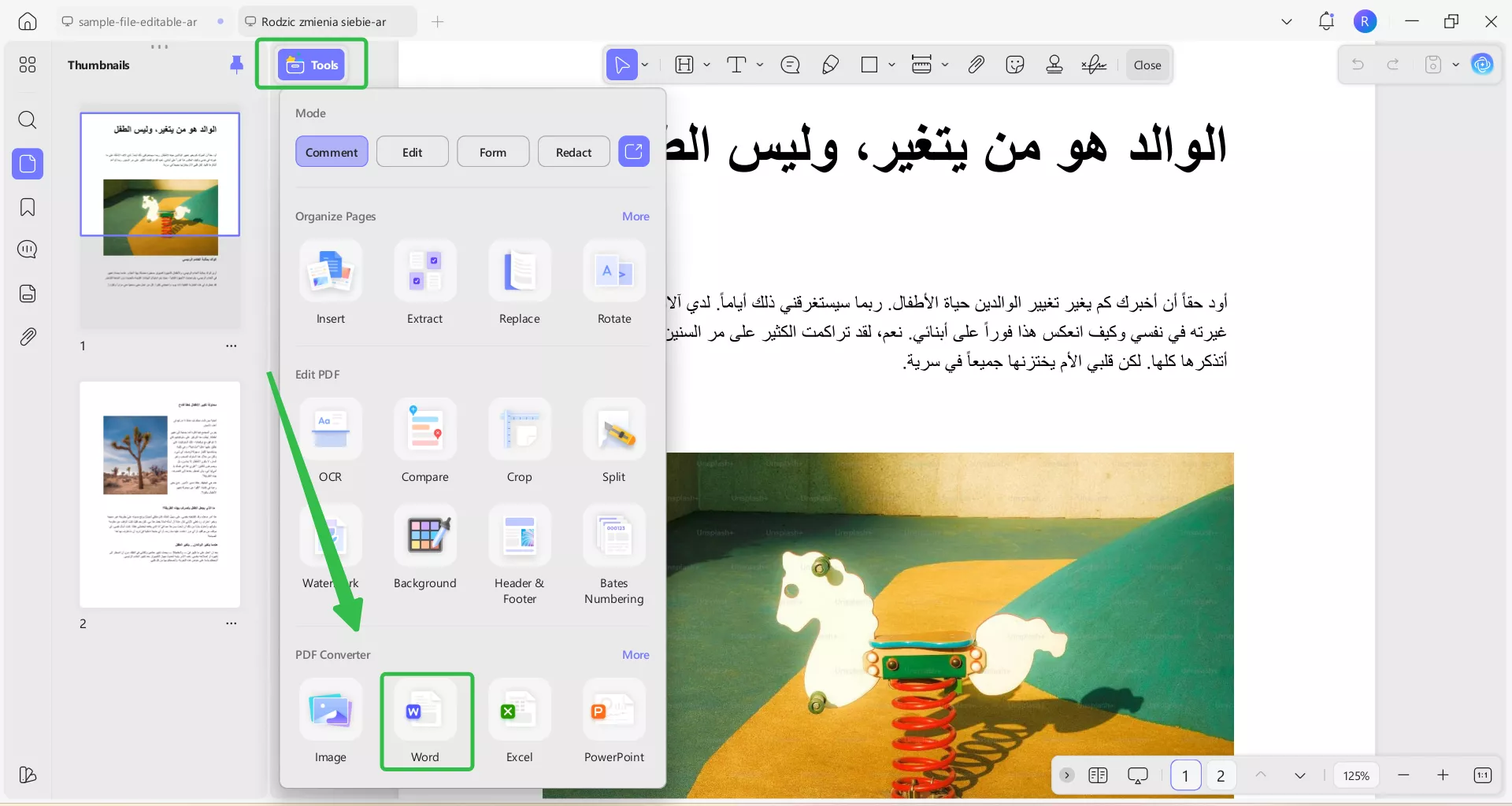 تحويل ملف PDF باللغة العربية إلى مستند Word