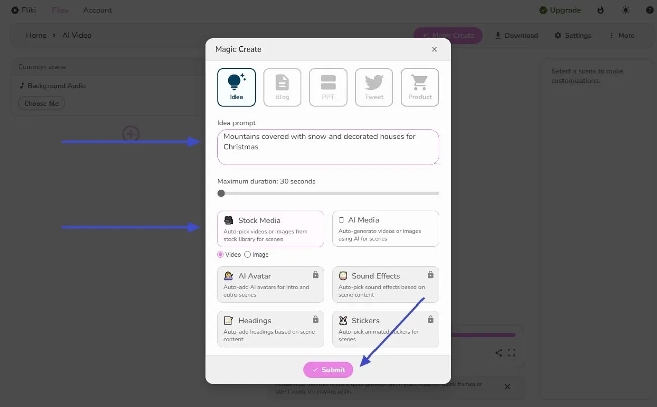 text to video ai provide prompt and set parameters