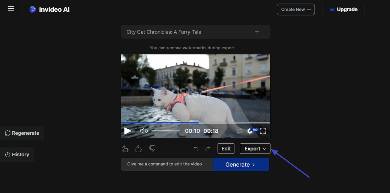 text to video ai generate video and export invideo