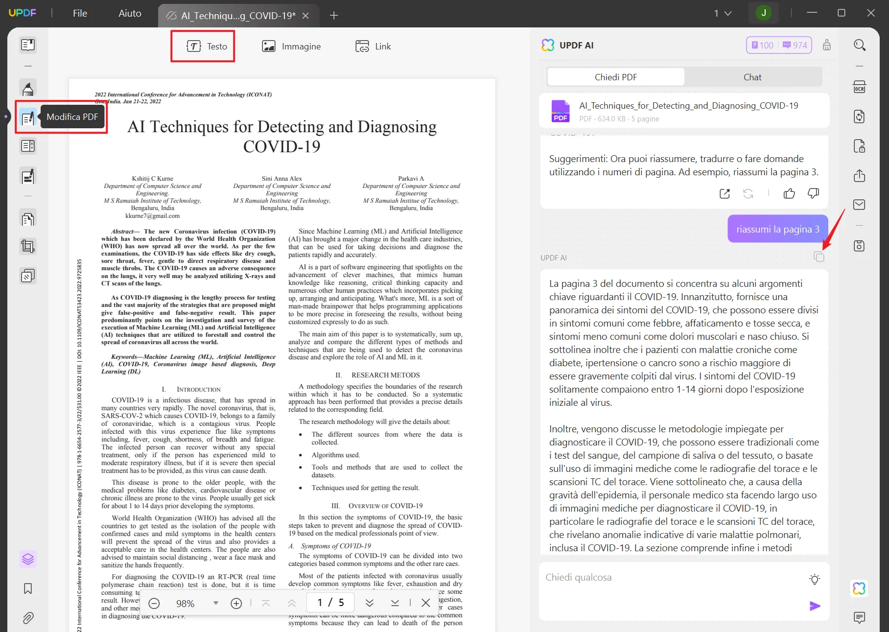 copia il contenuto e incollalo nel PDF