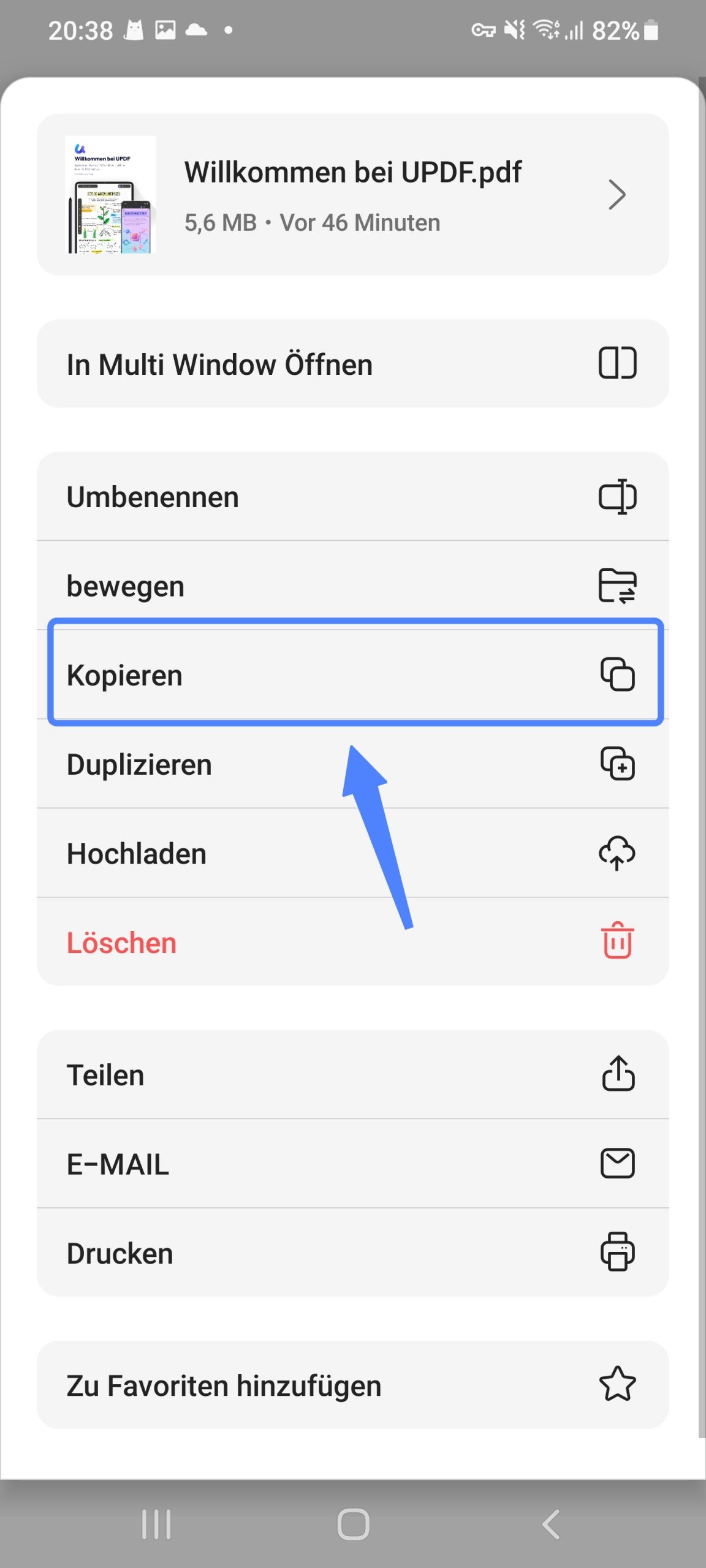 Kopieren der PDF-Datei an andere Orte