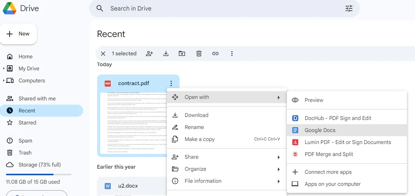 Contare i caratteri in un PDF online con Google Drive