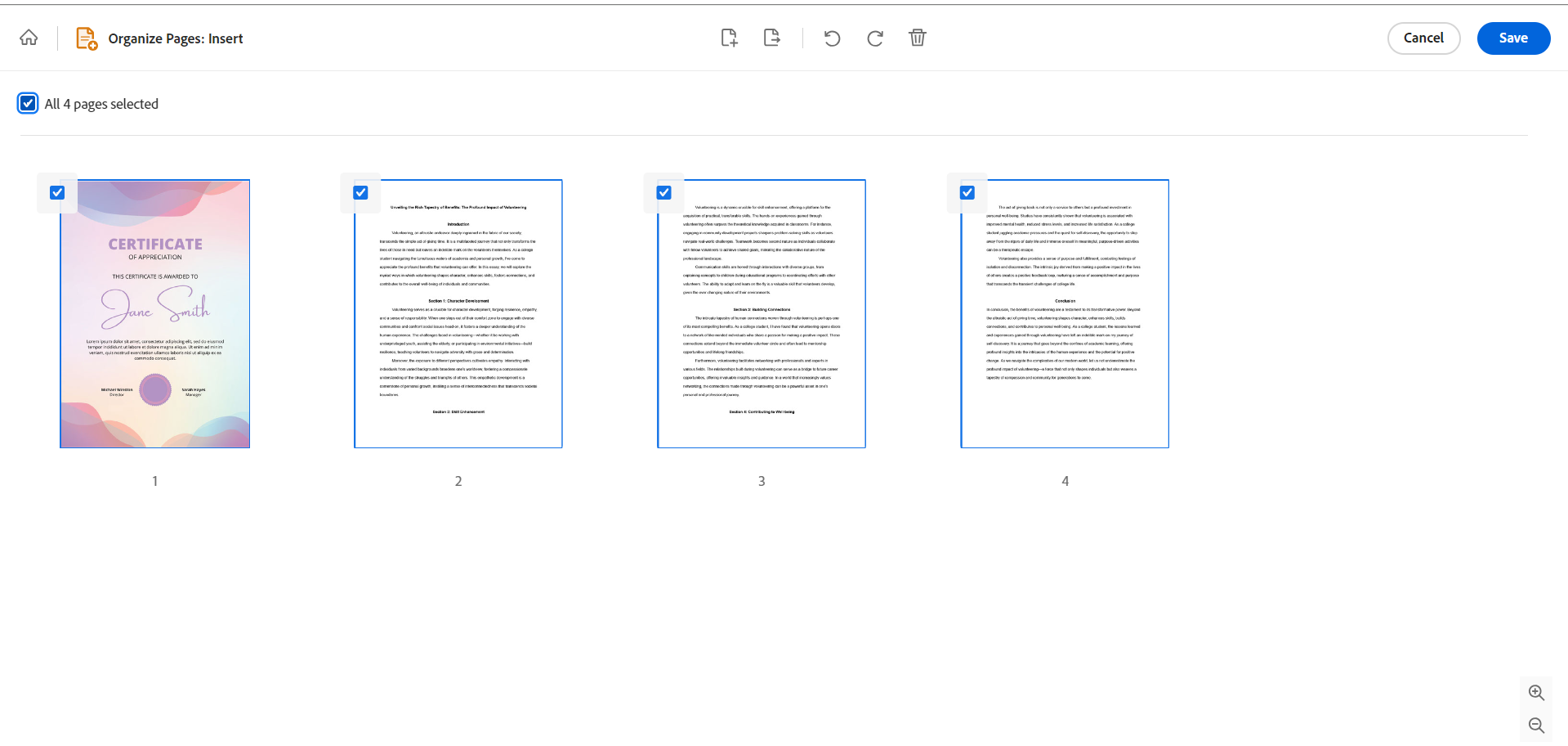 how to make a multi page pdf adobe
