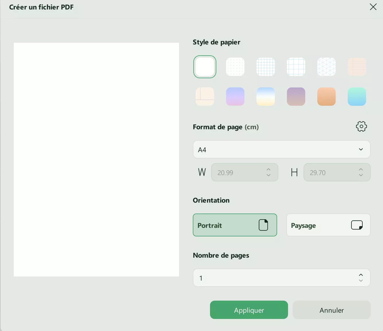 creer pdf vide