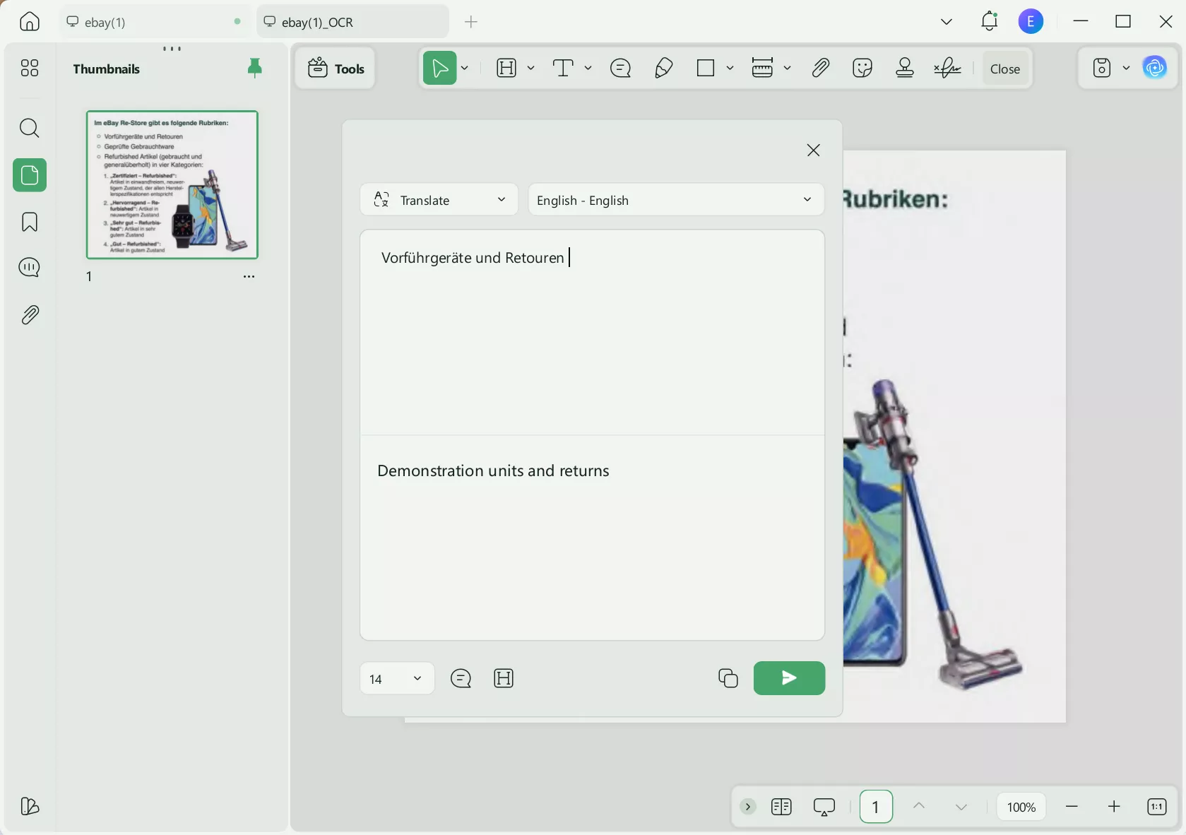 german to english image translation updf ocr