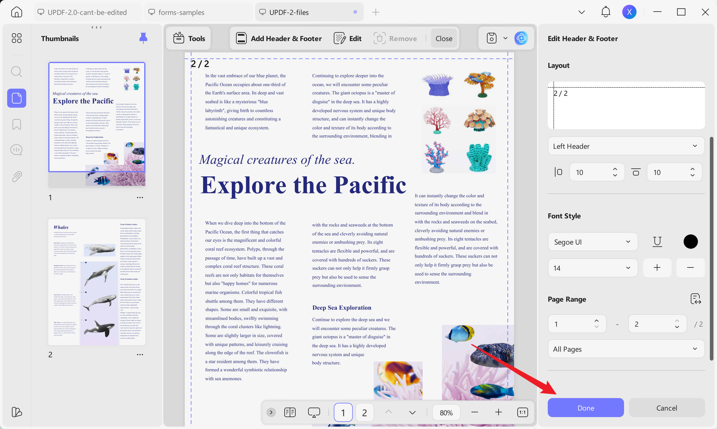 print pdf with page number save page number