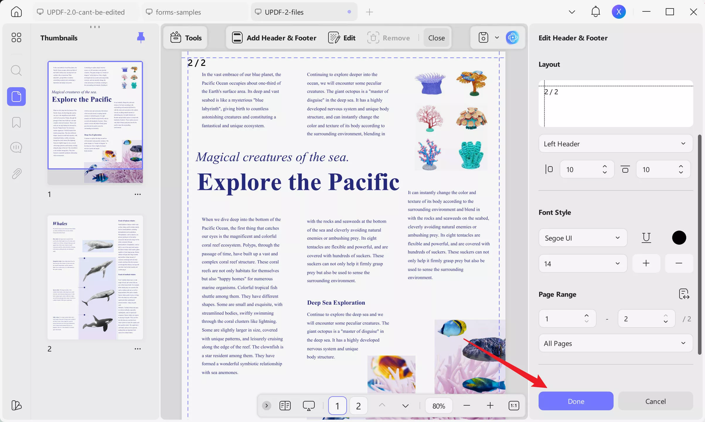 print pdf with page number save page number