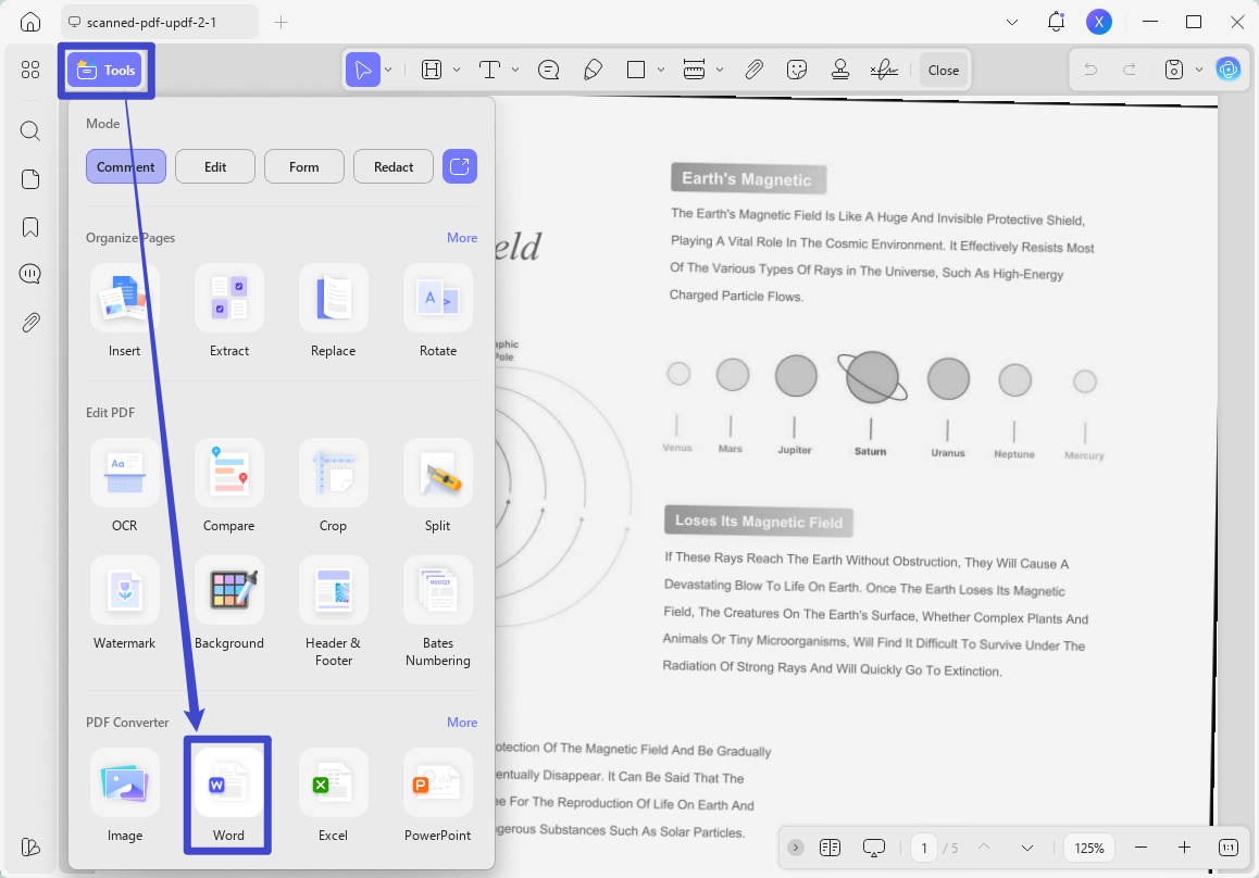 character count pdf export to word