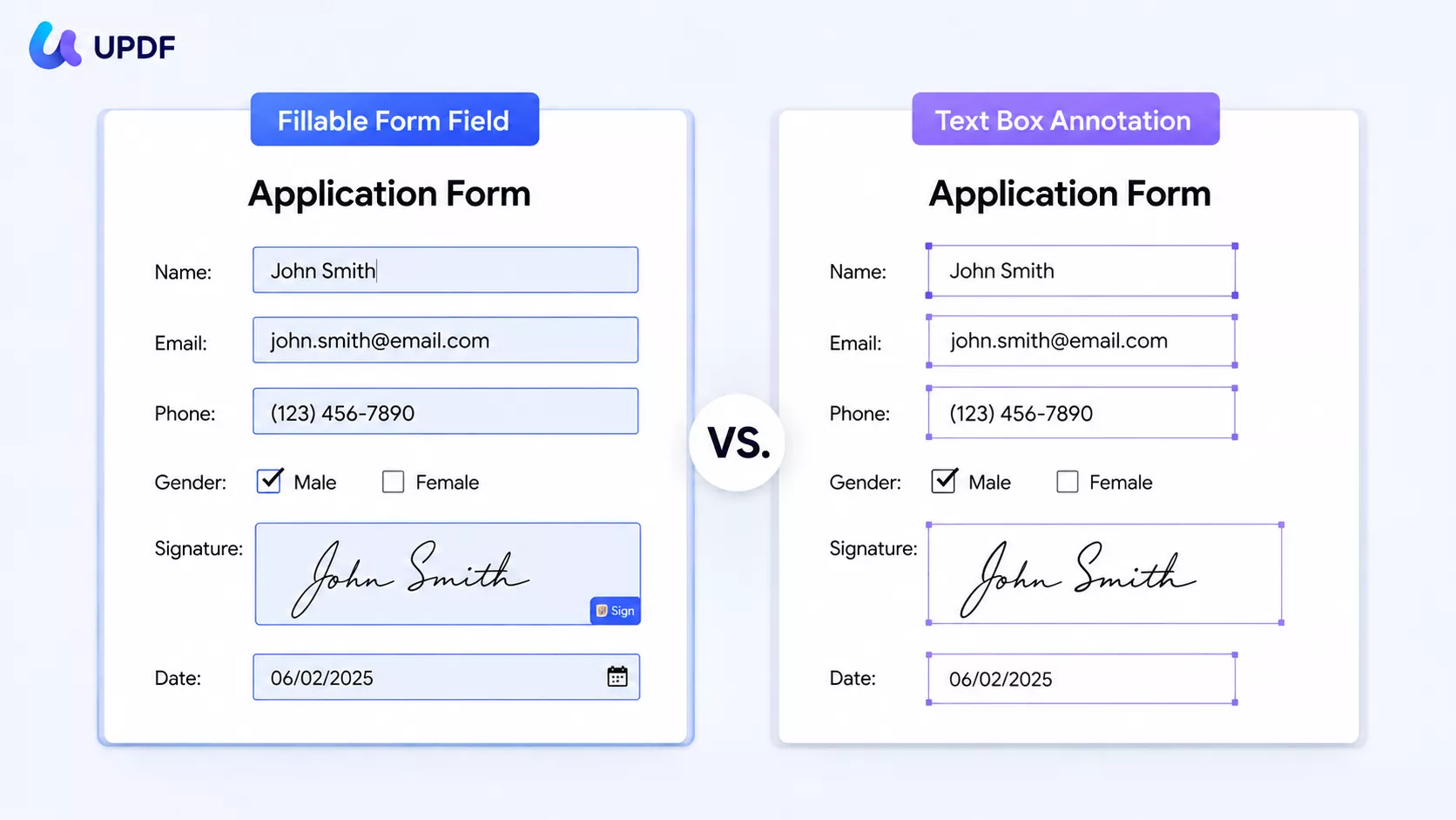 fillable form field vs text annotation box